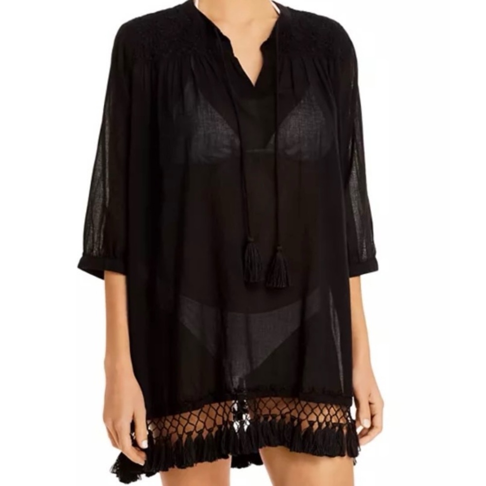 Roller Rabbit Black Cotton Lucknow Serafina Tunic Top